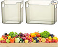 2/4/6/8 Pcs Crystal Clear Freezer Storage Bins, Freezer Organizer Bins, Clear Plastic Bins, Stackable Kitchen Cabinet Organizer with Handles for Frozen Food, Meat & Veggies (2, Green, S+L)