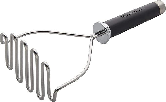 KitchenAid Gourmet Stainless Steel Wire Masher, 10.24-Inch, Black & Classic Multifunction Can Opener / Bottle Opener, 8.34-Inch, Black