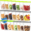 Lerine 22 Pack Reusable Sandwich Bags Dishwasher Microwave Safe, Stand Up Reusable Bags Silicone and BPA Free, Reusable Food Storage Quart Bags for Lunch, Fruits (Green Gray, 22Sandwich)