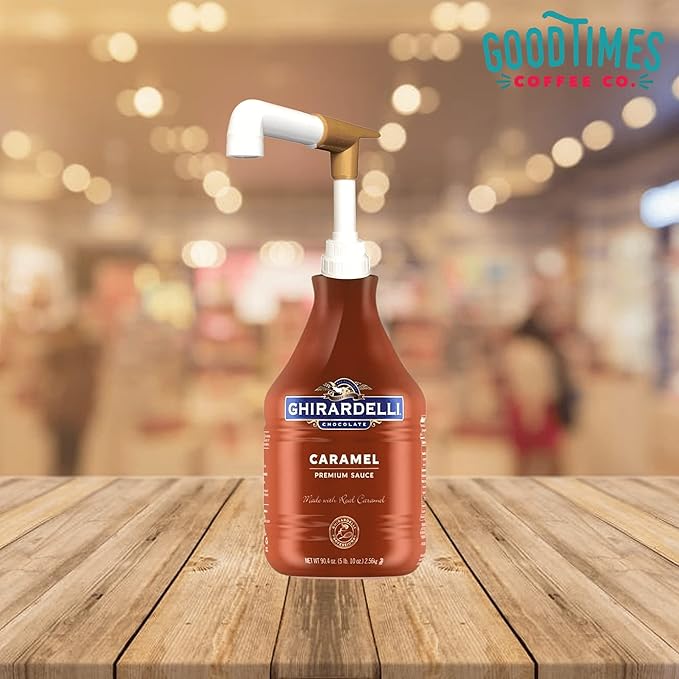 Good Times Coffee Co. Sauce Pump Dispenser (Pack of 2), Fits 87.3 to 90.4 Ounce Bottles, Gold