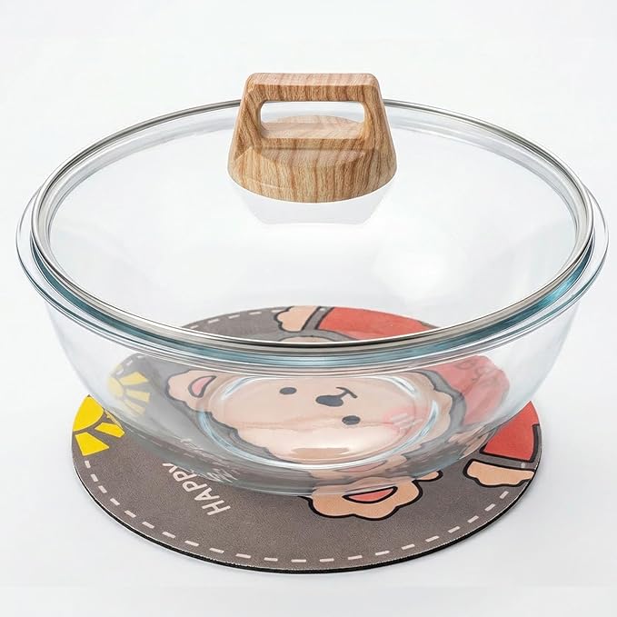 3.2 QT Glass Sourdough Bread Proofing Bowl with Lid, Large Dough Rising Bowl for Bread Baking,Clear Mixing Bowl with Cover, Kitchen Fermentation Container for Starter, Storage & Gift(1, 3.2 Quart)