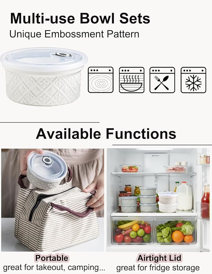 12 oz Ramekins Oven Safe, 4.5 Inch Creme Brulee Ramekins with Lids, Small White Ceramic Souffle Dishes, Mini Baking Bowls with Cover Set of 4, Ramekin Microwave & Dishwasher Safe