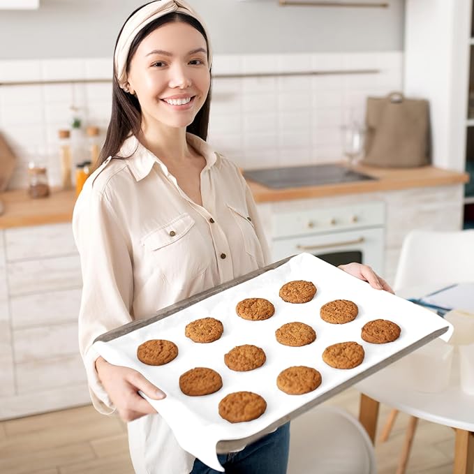 Honoson 150 Pcs Natural Unbleached Parchment Paper, 15x21 Inches Precut Non-Stick Parchment Sheets, Ideal for Baking, Cooking, Grilling, Air Fryer and Steaming (White)