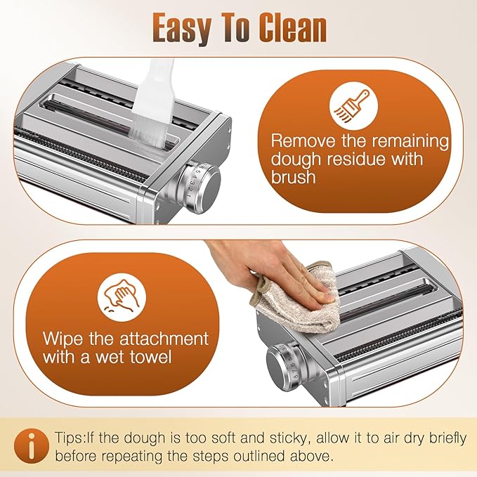 All Stainless Steel Pasta Maker Attachment 3 in 1 for KitchenAid Stand Mixer Included Pasta Sheet Roller, Spaghetti Cutter, Fettuccine Cutter Maker Accessories with 8 Thickness Settings by Fedowal