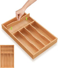 Unibambou Bamboo Utensil Drawer Organizer with Removable Dividers, Kitchen Organizer for Flatware Cutlery, Silverware Tray for Drawer (6/5 Flexible Slots, Natural)