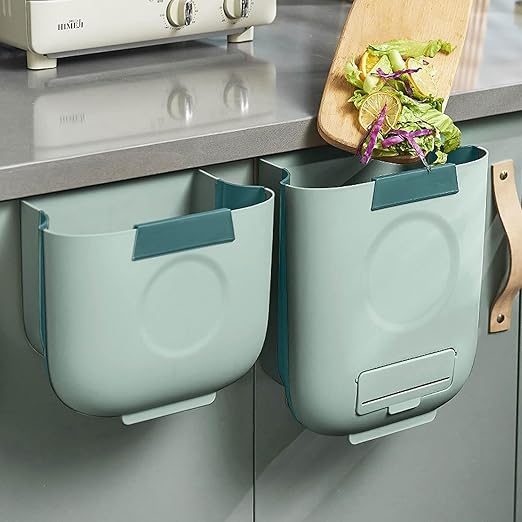 Hanging Trash Can, Kitchen Garbage Bin Waste Bins, Folding Waste Bin Kitchen Cabinet Door Hanging Trash Can Wall Mounted Trashcan for Bathroom Toilet Garbage Waste Storage (Size : A)
