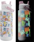 POWCAN 40 oz Insulated Water Bottle with 2-in-1 Straw and Spout Lid, Glow-in-the-Dark, 24H Cold, Leakproof, BPA-Free, Double Wall Stainless Steel for Sports, Gym, Travel, and School (Island Post Co.)