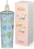 Dragon Glassware | Miffy Stainless Steel Tumbler with Straw, 24 oz - Blue | Vacuum Insulated Stainless Steel Tumbler with Straw & Lid; Double Walled Tumbler with Straw Charm; Miffy Cup with Lid