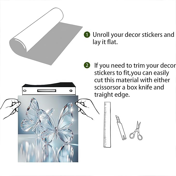 BlissYard Butterfly Dishwasher Magnet Cover 23x26 Inch Crystal Butterfly Kitchen Decor Dishwasher Magnet Cover Refrigerator Magnet Sticker Clean Dirty Magnet for Home Kitchen Office Fridge Decorative