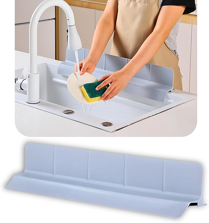 Extra Wide Silicone Sink Splash Guard 23” – Bright Gray- Large