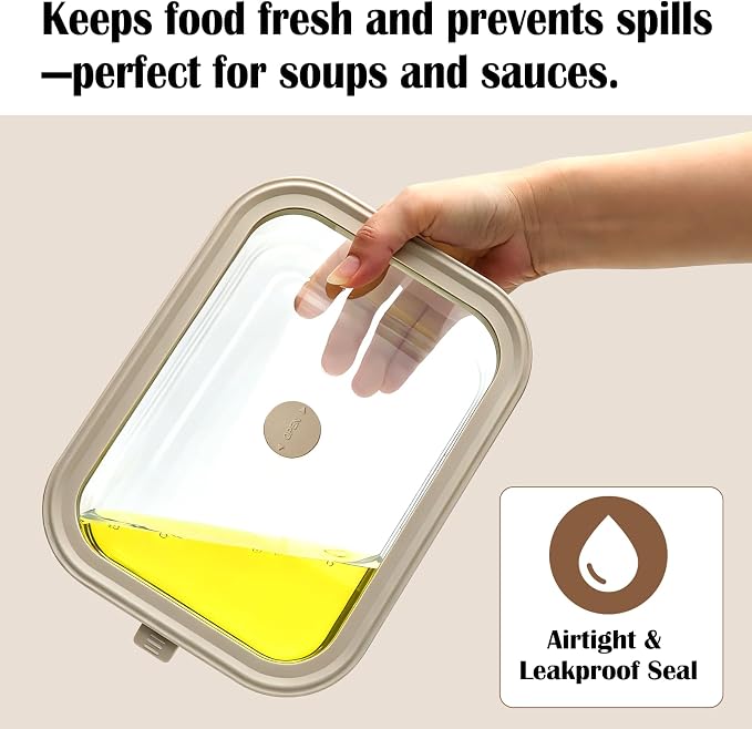 4 Pack Glass Meal Prep Containers with Glass Lids, Plastic-Free Glass Food Storage Containers, Multi-Size Glass Food Prep Containers for Lunch, Leftovers, Microwave, Freezer (12, 21, 35, 50 oz)
