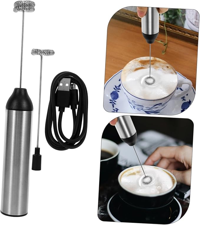 SOLUSTRE 1PC Rechargeable Handheld Milk Frother Electric Maker for Coffee Latte and Cappuccino Portable Design for Easy Use and Materials for Home and Travel
