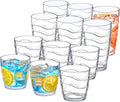 Amazing Abby - Wavely - 14-Ounce and 20-Ounce Plastic Tumblers (Set of 12), All-Clear Reusable Plastic Cups, Stackable, BPA-Free, Shatter-Proof, Dishwasher-Safe
