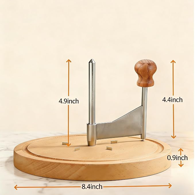 Cheese Curler Wheel, Professional Cheese Slicer Cheese Cutter, Rotary Cheese Grater for i.a. Tête de Moine & Chocolate, Stainless Steel Girolle Cheese Shaver with Sharp Blade & Solid Wood Base