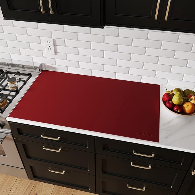GASARÉ, Extra Large, Thick, Silicone Mat for Kitchen Counter, Heat Resistant Mat, Countertop Protector, Non-Slip, Easy to Clean, Cuttable, 40 x 23.5 Inches, Red