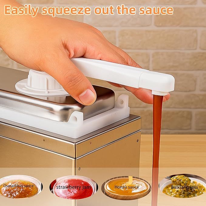 2.11 Quart Condiment Dispenser Pump,Syrup Pump Dispenser with Measuring Cup,Detachable Leak-Proof Design for Sauce, Honey, Syrup,Soy Sauce,Mustard,Cheese (2.11 QT Each, 1 pumphead)