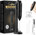 GOCHA | FrothMaster X2 Rechargeable Milk Frother – 2-Speed Handheld Foam Maker for Coffee, Lattes, Matcha – USB-C Charging, Stainless Steel Whisk, Stand Included (Black)