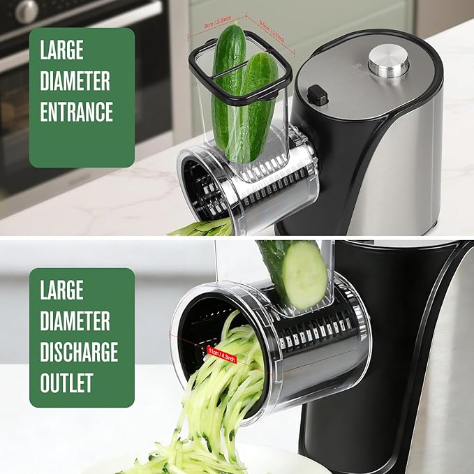 5-in-1 Electric Vegetables Slicer, 250W Cheese Grater Salad Shooter with 5 Different Blades, Kitchen Food Processor Cutter Chopper for Carrots, Potatoes, Nuts, Crackers, Salad Prep
