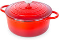 Cast Iron Dutch Oven with Lid - Non-Stick Ovenproof Enamelled Casserole Pot- Sturdy Dutch Oven Cookware - Red, 7.3- Quart, 30cm- by Nuovva