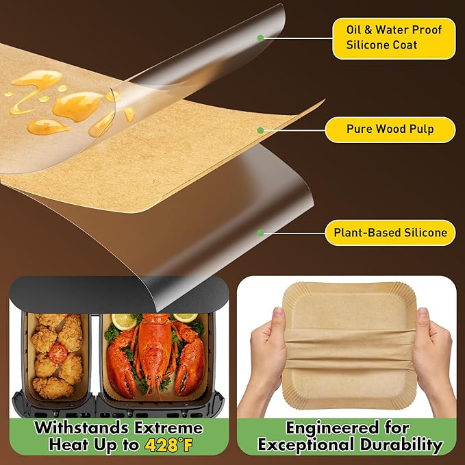 300Pcs 8 Inch Air Fryer Liners Disposable, Airfryer Paper Liners for 6-10 QT, Liners Paper Oil Proof and Easy Cleanup, Non Stick Air Fryers Accessories, Baking Liners, Parchment Paper Sheets