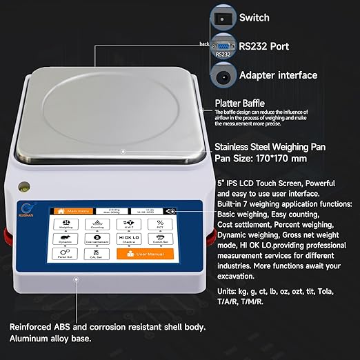 5kg x 0.01g Smart Lab Analytical Balance - 5 Modes, 19 Units & Custom Units