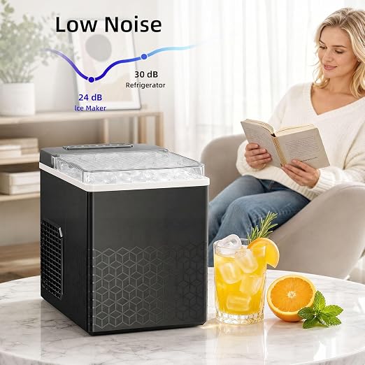 Antarctic Star Countertop Bullet Ice Maker, 27Lbs/24H Ice Machine with Fast 6 Min Ice Making, Self-Cleaning Portable Ice Maker for Home Kitchen RV