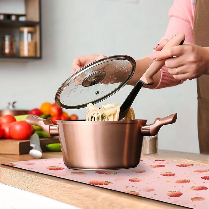 Red Dots Strawberry Trivet Table Runner Heat Resistant 230F for Hot Dishes Pots Plates Kitchen Dining Table Protector Decorative 39.37 X 11.8 Inch
