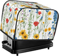 Summer Wildflower Toaster Cover 2 Slice, Cute Rural Bread Machine Cover, Washable Dust-Proof Cover for Kitchen Small Appliance Cover,with Top Handle