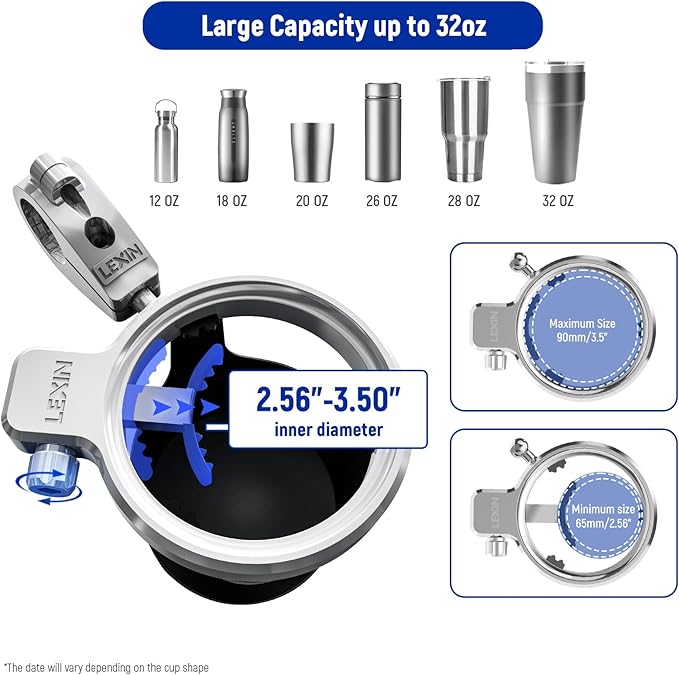 LEXIN C4 Extra Large Motorcycle Cup Holder for Harley Davidson, Max 32oz Drink Holder with 360° Ball Swivel, Aluminum Clamp for 7/8"-1 1/4" Handlebar/Bumper/Pole Mount, Apply for ATV, UTV, Boat, More