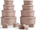ISSEVE 12Pcs/Set Nesting Silicone Food Storage Containers with Lids, BPA Free Reusable Meal Prep Silicone Containers Airtight, Freezer Dishwasher Safe (33.8oz, 20oz, 10oz, 6.7oz, 1.3oz) (Pink)