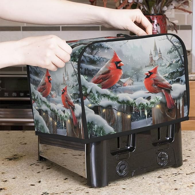 Animal Cardinal Toaster Cover 2 Slice Dust and Fingerprint Protection Toaster Bread Maker Covers Washable Kitchen Small Appliance Covers for Kitchen Accessories Decor Bakeware Women Gift