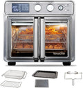 TomaChef 26QT French Door Air Fryer Toaster Oven Combo, 15 Cooking Functions including Rotisserie, and Digital Controls, 30 Recipes & 5 Accessories, Stainless Steel Finish