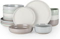 HaWare 16-Piece Plates and Bowls Set for 4, Stoneware Dinnerware Sets with Pasta Bowl, Dishes Set for Home Restaurant, Speckled Multicolor