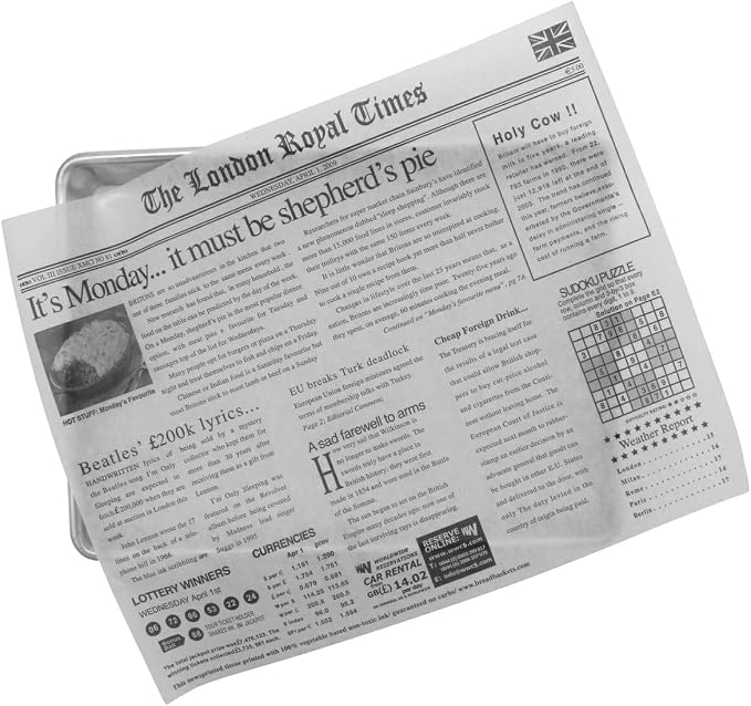 G.E.T. 4-TL1215 Appetizer/Serving Basket Tissue Liner Paper, 15" x 12", London Newsprint (Case of 1000)