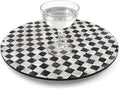 13.4" Mother of Pearl Lazy Susan, 360 Degrees Rotating Table Turntable Organizer Round Wood Spinning Tray for Countertop Table Cabinet Living Room Kitchen Office Home Decor