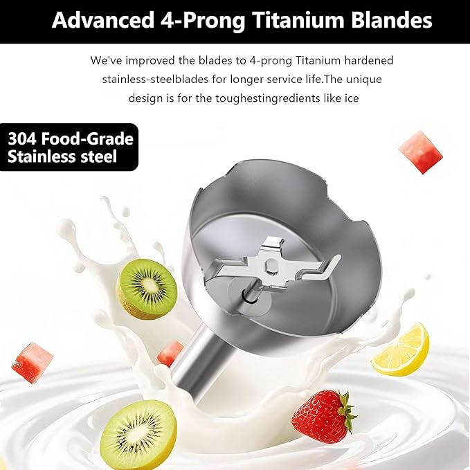 Immersion Blender Handheld, 3 in 1 Hand Mixer Electric for Kitchen, Corded Stick Blender with Whisk and Milk Frother for Baby Food, Smoothie, Puree, Soup, Sauces