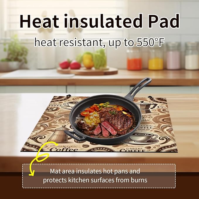 Decorative Electric Stove Top Covers, Heat Resistant Silicone Stove Cover Mat, Stove Top Protectors for Electric Flat Glass Stoves, Adds Extra Counter Space for Small Kitchens and Apartments