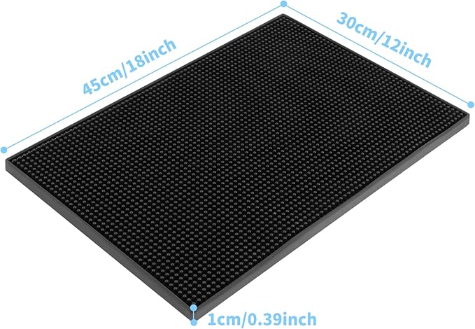 2 Pack Heavy-Duty Bar Mat Pad PVC Rubber Dish Drying Spill Matting for KTV Bar Glass Home (L:18"x12")