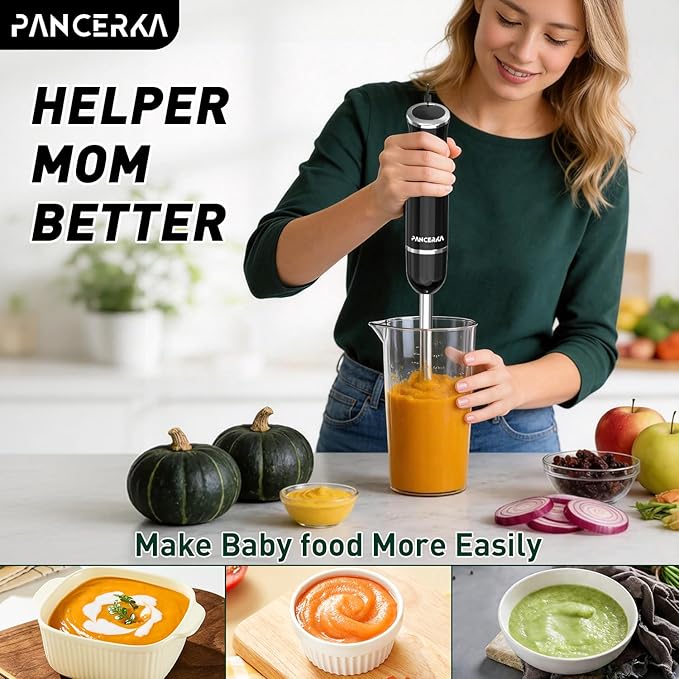 8 In 1 Electric Immersion Blender, Multi-Purpose Hand Blender With Turbo Mode, Detachable Base, 304 Stainless Steel handheld blender With Whisk, Milk Frother Attachments, For Smoothies