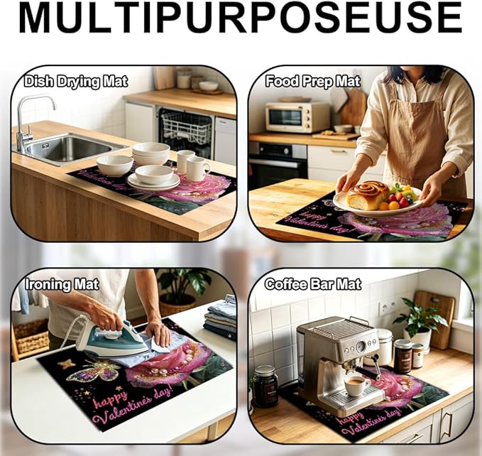 Stove Top Cover for Electric Stove 28.4 x 20.5 Inch Non Slip Stove Mat Oil Proof Valentine Rose Glass Cooktop Protector Kitchen Counter Mat