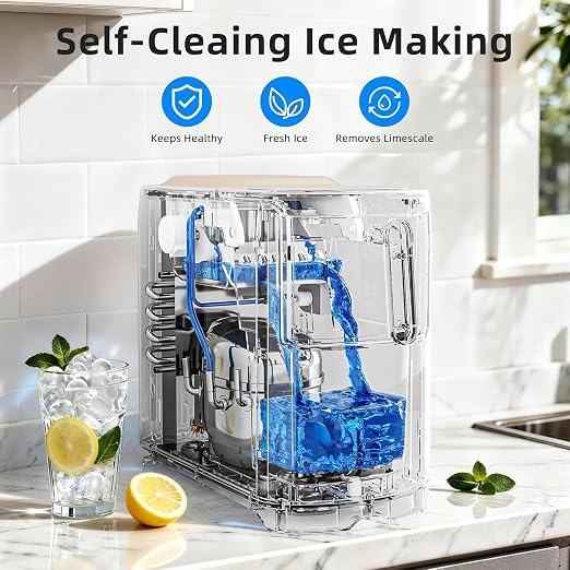 Antarctic Star Portable Countertop Ice Maker, 18Lbs/24H Self-Cleaning Ice Machine, One-Touch Operation with Ice Scoop Included, for Home Kitchen Office, White