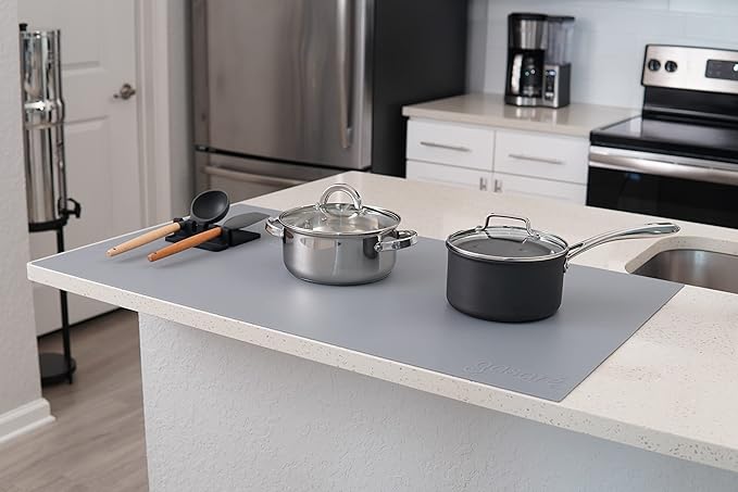 GASARÉ, Extra Large, Thick, Silicone Mat for Kitchen Counter, Heat Resistant Mat, Countertop Protector, Non-Slip, Easy to Clean, Cuttable, 40 x 23.5 Inches, Gray