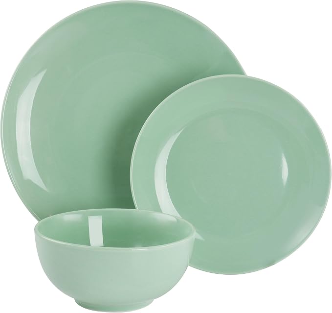 Elama Luna 18 Piece Round Porcelain Dinnerware Set (Mint)