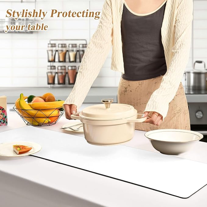 White Trivet Table Runner for Hot Pan Pots Heat Resistance Pot Holders Anti-Slip Hot Pad Mats 11.8 * 39.4 Inches