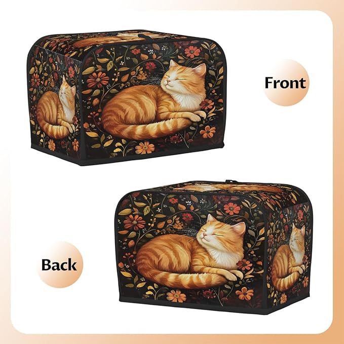 Animal Flower Cat Kitten Toaster Cover 2 Slice Dust and Fingerprint Protection Toaster Bread Maker Covers Washable Kitchen Small Appliance Covers for Kitchen Accessories Decor Bakeware Women Gift