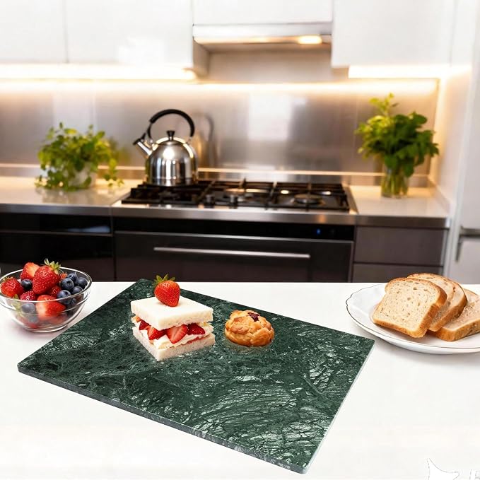 Large Marble Cutting Board for Kitchen 16x20 Inch - Stone Granite Cutting Board | Multi-Functional Marble Pastry Board for Cheese,Charcuterie - Wedding Gift, House Warmingr(Green16 x 20)
