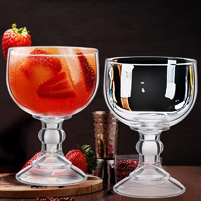 Sabary Set of 12 21.5 oz Schooner Margarita Glasses Bulk, Extra Large Shrimp Glass Clear Fishbowl Cup Thick Bottom Goblet Cocktail Glasses for Coronaritas Beer Margarita Juice Water