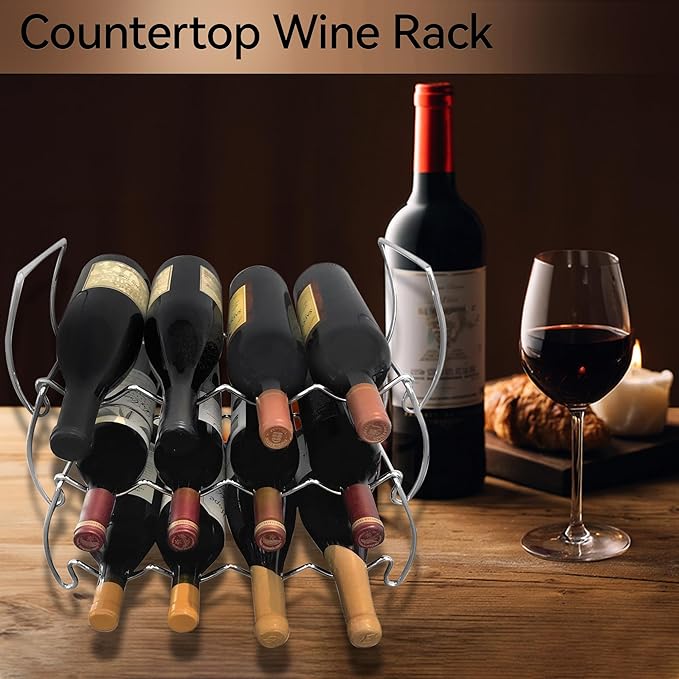 Lily's Home 12 Bottle Wine Rack Set of 2 - Countertop & Wall Mountable Metal Holder, Rust-Proof Steel for Kitchen Cabinet, Home Bar, Restaurant & Wine Cellar Storage, Modern Farmhouse Industrial Decor