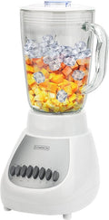 Dominion D4002WG Countertop Blender with 5-Cup 42oz Glass Jar, 10 Speed Settings with Pulse, Sharp Stainless Steel Blade, White