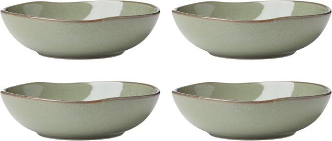 Oneida Dinnerware Set, Organic Shades Sage Green Pasta Bowls, Set of 4, Service For 4, Dishwasher and Microwave Safe, Made of Stoneware, Salad Bowl, Pasta Bowl, Home, Kitchen & Dining(Green, 4 Pieces)